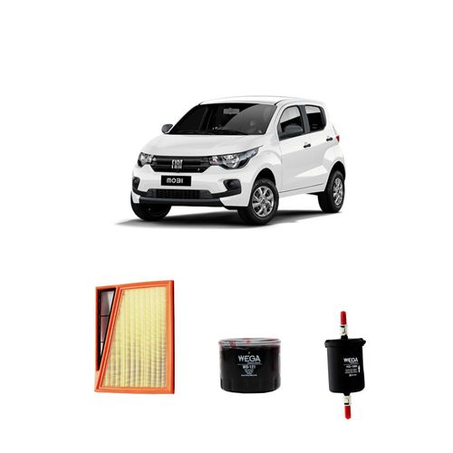 Kit filtros, ar do motor, combustível e óleo lubrificante WEGA - Mobi Flex - (Easy On / Like / Way / DRIVE) - mecânico 1.0 Firefly 77cv 2021