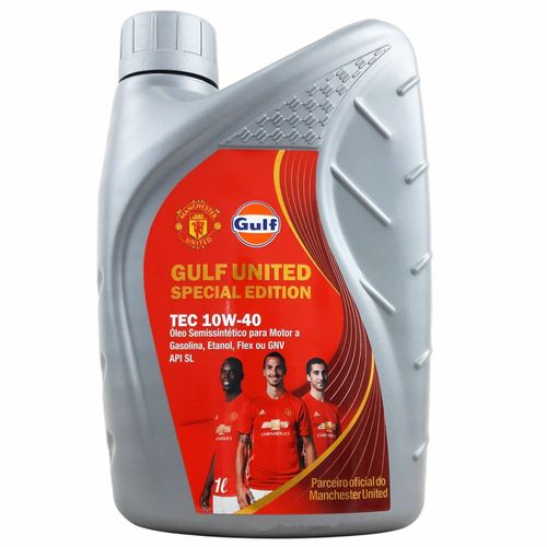 Óleo Lubrificante do Motor API SL 10W40 Semissintético Gulf Edição Especial Parceiro Oficial do Manchester United 1L