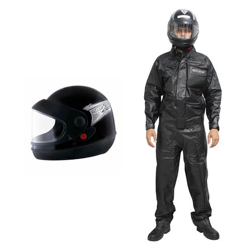 Kit Capacete Sport moto PT 56 Pro Tork e Conjunto protetor impermeável Masculino P Serrana