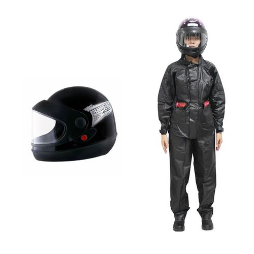Kit Capacete Sport moto PT 60 Pro Tork e Conjunto protetor impermeável feminino P Serrana