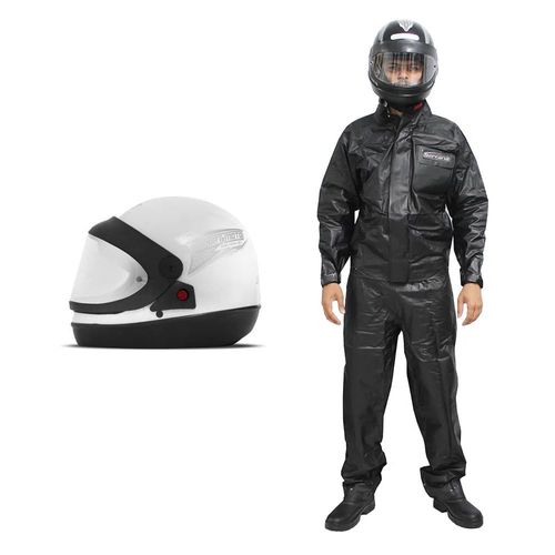 Kit Capacete Sport moto BC 58 Pro Tork e Conjunto protetor impermeável Masculino M Serrana
