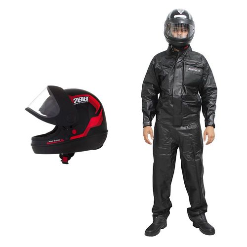 Kit Capacete Sport moto VM 60 Pro Tork e Conjunto protetor impermeável Masculino P Serrana