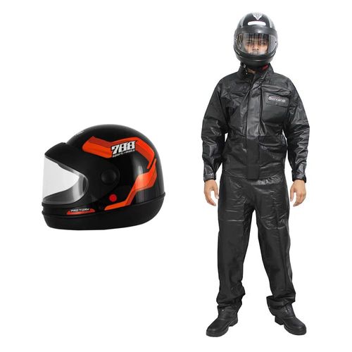 Kit Capacete Sport moto LR 58 Pro Tork e Conjunto protetor impermeável Masculino P Serrana