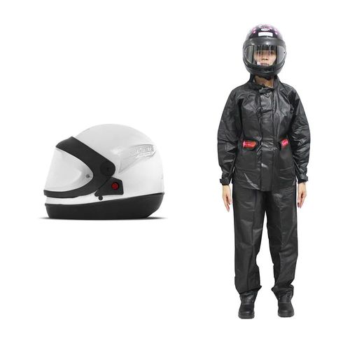 Kit Capacete Sport moto BC 60 Pro Tork e Conjunto protetor impermeável feminino M Serrana