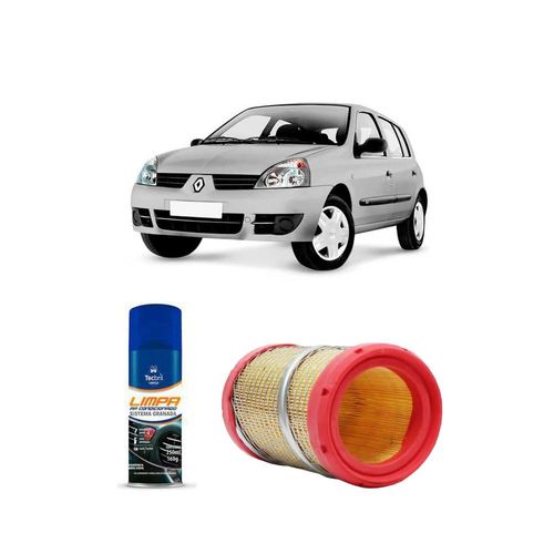 KIT FILTRO DE AR AR7704 TECFIL + LIMPA AR CONDICIONADO TECBRIL RENAULT CLIO 1.0 8V 2001 A 2003