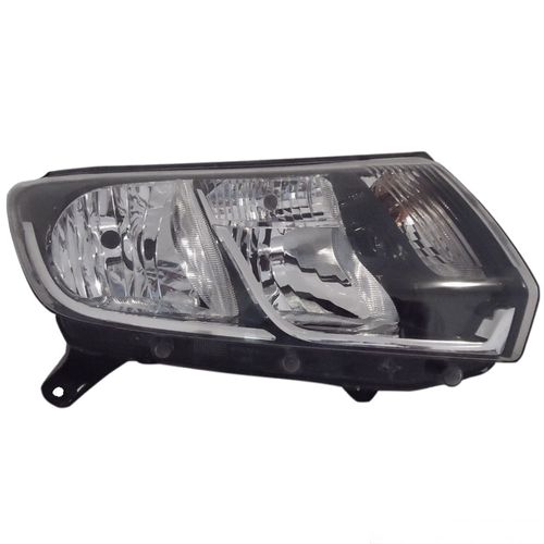 Farol Principal Foco Duplo Máscara Negra Friso Cromado Lado Direito Logan e Sandero 2014 até 2019