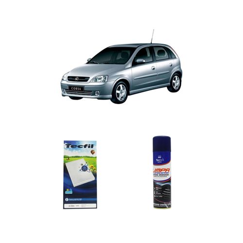 Kit filtro de cabine acp005 + limpa ar condicionado general motors corsa 1.0 8v 79cv 2005 a 2009