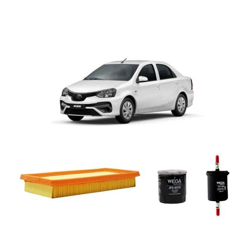 Kit filtros, ar do motor, combustível e óleo lubrificante WEGA - Etios Flex (X) - auto / mecâ 1.3 16V 98 CV 2016 até 2021