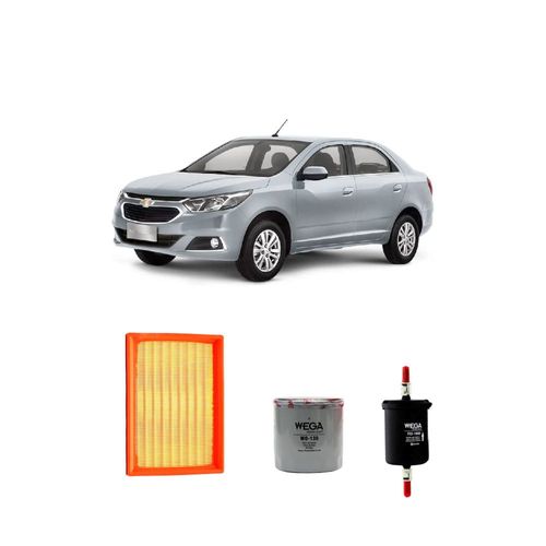 Kit filtros, ar do motor, combustível e óleo lubrificante WEGA - Cobalt Flex Power - (LS / LT / LTZ) - Álcool / gasolina - mecânico 1.4 8v 2011 a 2021