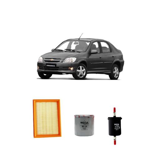 Kit filtros, ar do motor, combustível e óleo lubrificante WEGA - Prisma 1.4 8v 97 cv 2006 a 2012