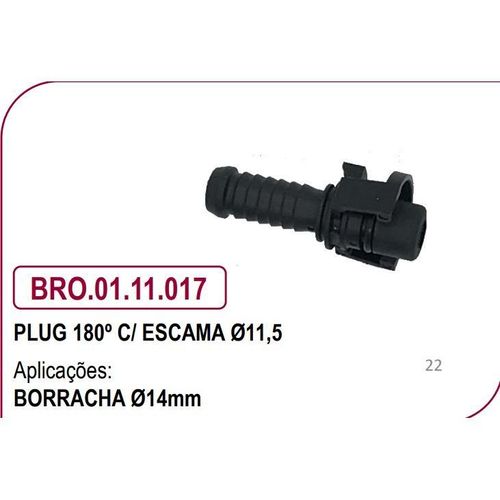 Plug 180º C/ Escama Diametro 11,5mm P/ Mangueira De Bor 14mm