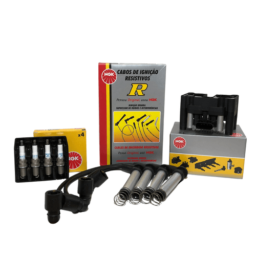 Kit Ignição NGK Bobina + Cabo + Velas Motor Power - Gol / Fox / Polo / Saveiro