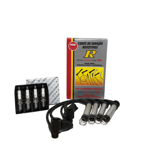 Kit Ignição NGK Cabo + Velas Original Motor Fire - Uno / Strada / Palio / Fiorino