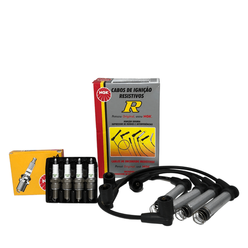 Kit Ignição NGK Cabo + Jogo Vela - Agile 1.4 / Cobalt 1.4 / Montana 1.4 / Onix 1.4