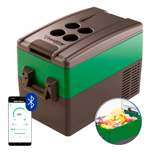 Geladeira Portátil Digital 31 Litros Quadrivolt Resfriar Verde C/Bluetooth