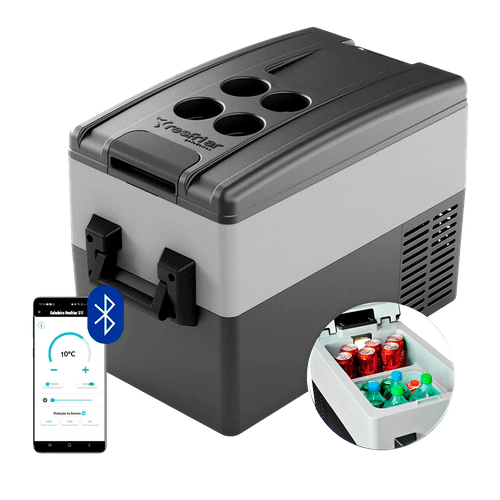 Geladeira Portátil Digital 31 Litros Quadrivolt Resfriar Cinza C/Bluetooth