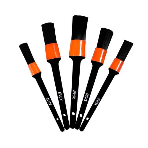 KIT DE PINCEIS PARA DETALHAMENTO AUTOMOTIVO EXTERNO 5 UNIDADES EVOX