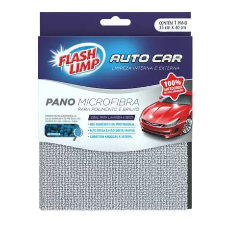 PANO DE MICROFIBRA PARA POLIMENTO E BRILHO 35cmx40cm AUTO CAR FLASH LIMP