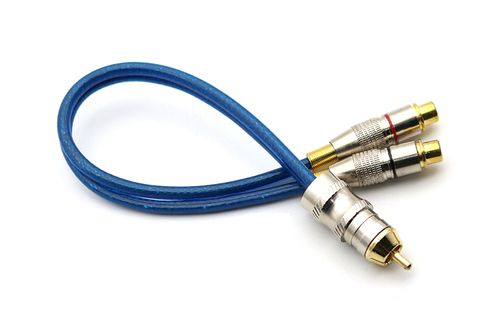 CABO Y 5MM AZUL PARA SOM AUTOMOTIVO PLUG METAL 2 FEMEAS E 1 MACHO SVART