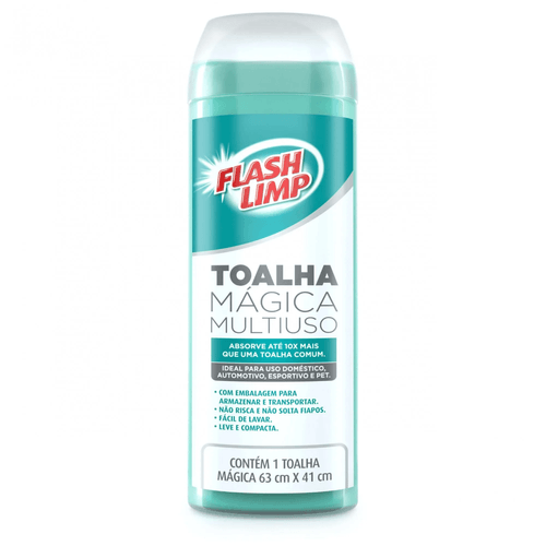 TOALHA MÁGICA MULTIUSO GRANDE PARA SECAGEM 63x41cm FLASH LIMP
