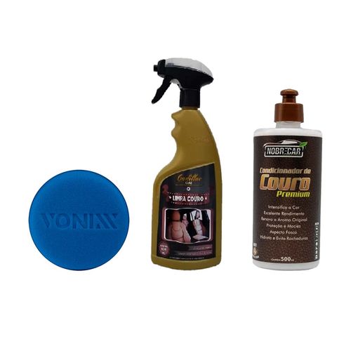 KIT PARA LIMPEZA E HIDRATACAO DE COURO