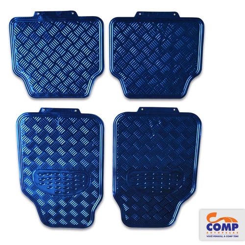 Jogo de Tapete Universal Maxine Anti Alérgico Anti Odor Borracha PVC Azul 001212