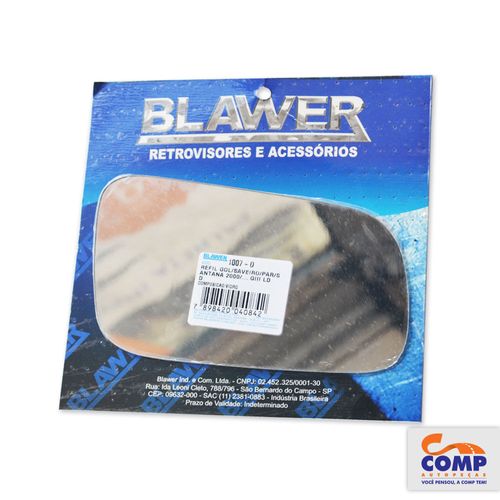 Lente de Espelho Retrovisor Direito Gol Saveiro Parati G3 Santana 1998 em diante Blawer 1007 - D Lado Passageiro