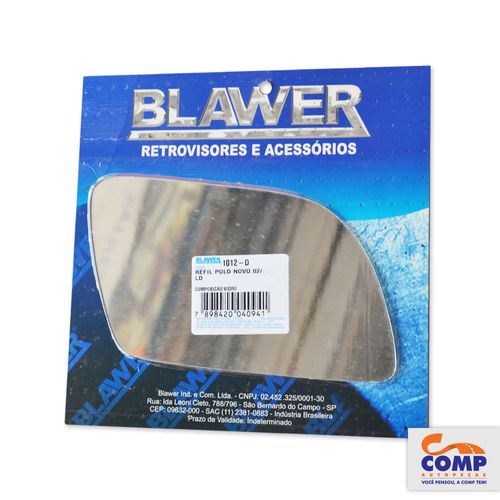 Lente Espelho de Retrovisor Direito Polo 2002 até 2009 Blawer 1012 - D Lado Passageiro
