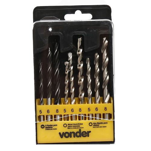 Jogo De Brocas Combinadas Vonder Aço Rápido 9 Peças