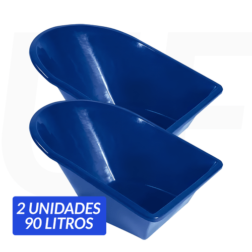 2Und Caçamba Plástica Carrinho De Mão 90 Litros S/furos Azul - Metasul