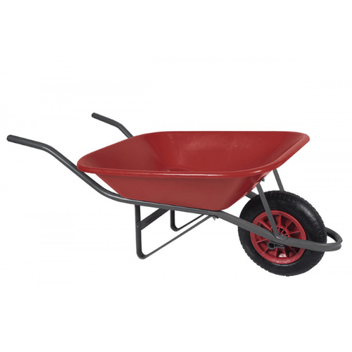 Carrinho de Mão com Caçamba Plástica 60L Metasul Vermelho
