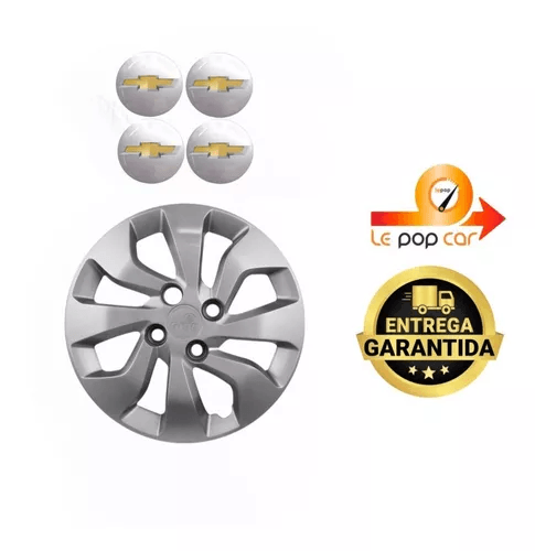 4x Calotas Aro 14 Grid Onix/Prisma Com Emblema