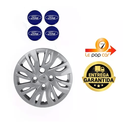 4x Calotas Grid Aro 14 KA Hatch/ Sedan/ New Fiesta Com Emblema