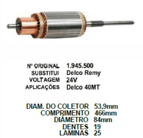 INDUZIDO MOTOR PARTIDA DELCO REMY 40MT 24V (AUTOMAX) - AMX20500