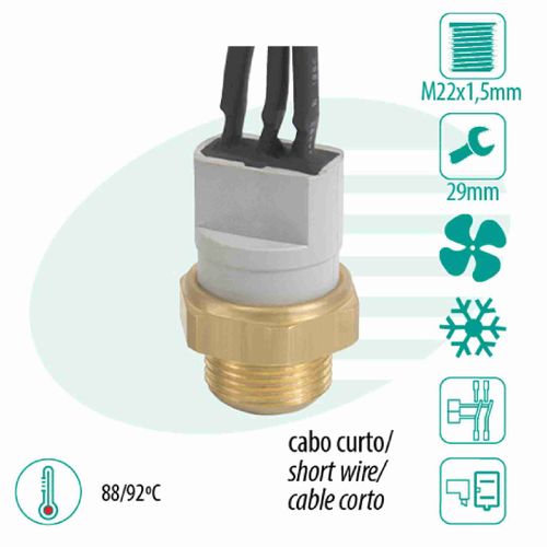 SENSOR TEMPERATURA RADIADOR (CEBOLÃO)  3PN CURTO(72788/92 - IG301.0427-88/92