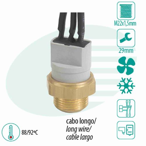 SENSOR TEMPERATURA RADIADOR (CEBOLÃO)  3PN LONGO(73788/92) - IG301.0437-88/92