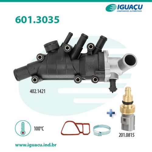 COMBINADO DE VALVULA TERMOSTATICA E SENSOR FORD FIESTA ZETEC 2004-2014 - IG601.3035-100
