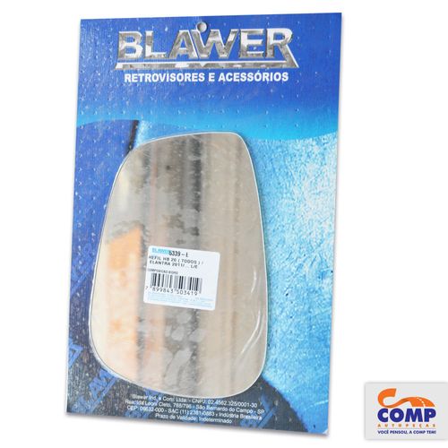 Lente de Espelho Retrovisor Esquerdo HB20 Elantra 2011 em diante 5339 - E Blawer Lado Motorista