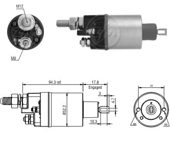 AUTOMATICO RELE MOTOR PARTIDA INDIEL M100R CASE-FORD 12V - ZM486