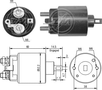 AUTOMATICO RELE MOTOR PARTIDA INDIEL VW-FORD 12V  - ZM716