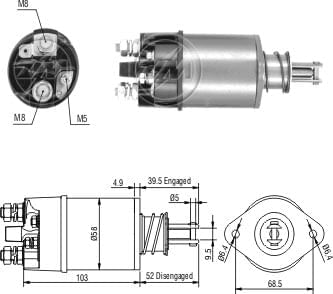 AUTOMATICO RELE MOTOR PARTIDA INDIEL PEUGEOT-RENAULT 12V  - ZM801