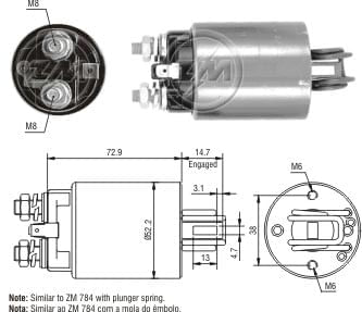 AUTOMATICO RELE MOTOR PARTIDA HITACHI MASSEY FERGUSSON/NISSAN - RANGER - ZM1784