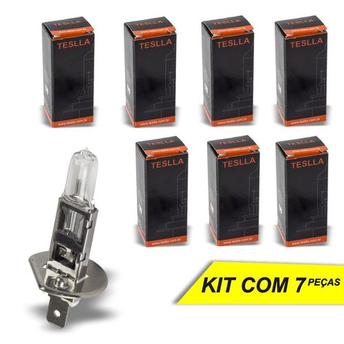 Lâmpada H1 Teslla Halógena 12V 55W 3200K - 7 Peças