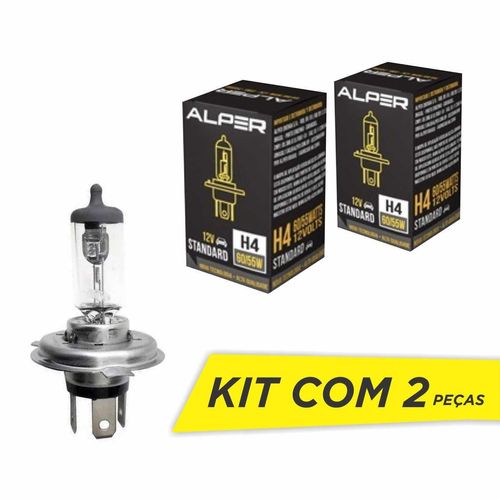 Lâmpada H4 Alper Standard 12V 60/55W 3200K - 7 Peças