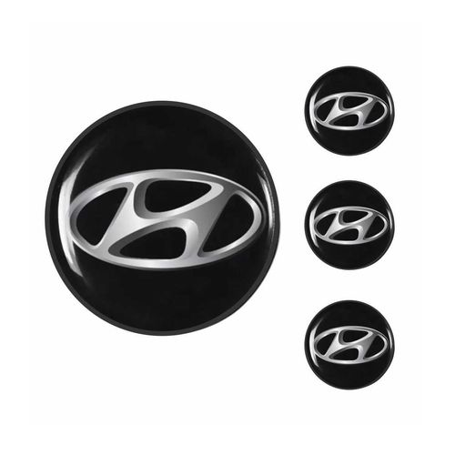 Jogo Emblema Resinado 48mm Hyundai Para Calota Roda - 4 Peças