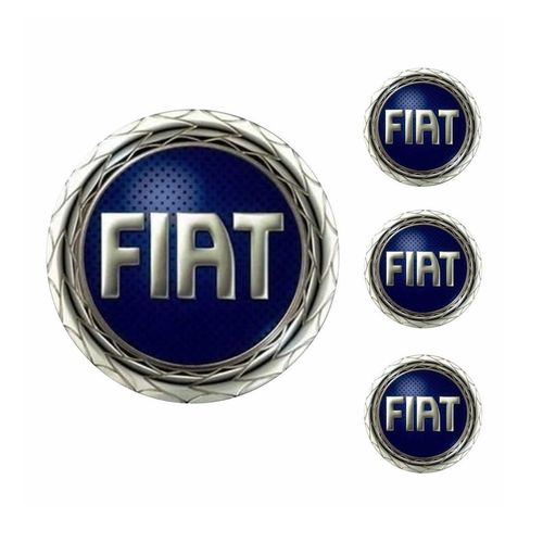Jogo Emblema Resinado 48mm Fiat Azul Para Calota Roda - 4 Peças