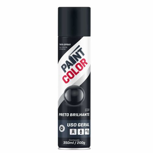 Tinta Spray Paintcolor Uso Geral Preto Brilhante 350ml