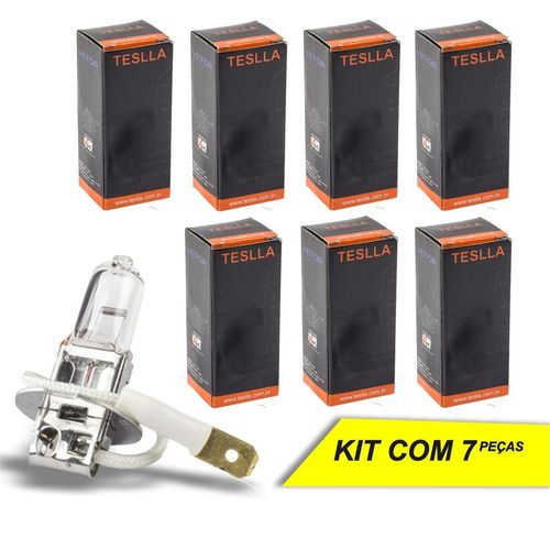 Lâmpada H3 Teslla Halógena 12V 55W 3200K - 7 Peças