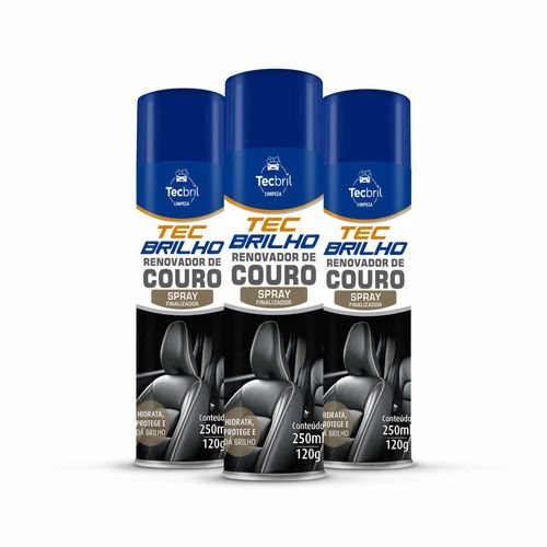 Renovador De Couro Spray 250ml Tecbril - 3 Peças