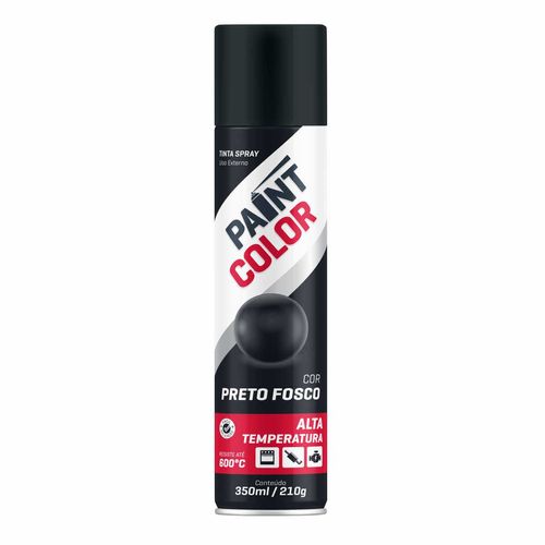 Tinta Spray Paintcolor Alta Temperatura Preto Fosco 350ml